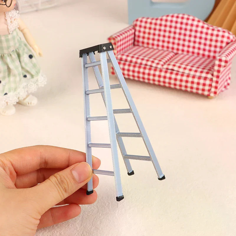 1:12 Poppenhuis Mini Plastic Ladder Model Poppenhuis Meubels Ladder Decor Speelgoed Accessoires Micro Scène Bouw Props