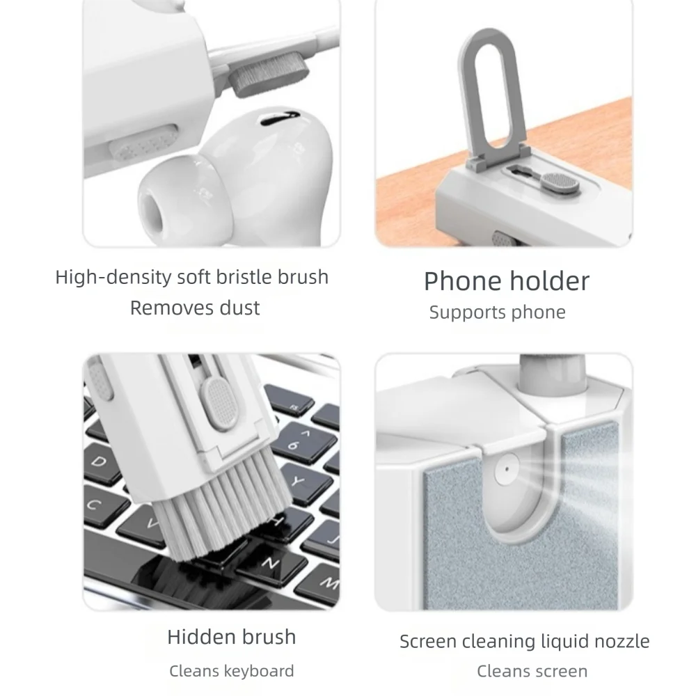 Useful 8 IN 1 Computer Cleaning Kit Cleaning Brush Multifunctional Keycap Puller Set Screen Brush Keyboard Cleaner Tools Set