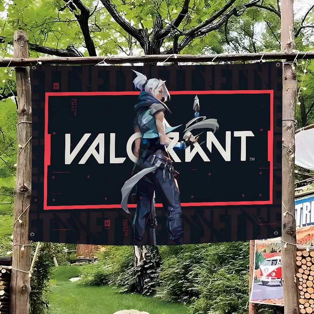 Hot Games V-Valorants Banner Art Printing Japanese Wall Flag Anime Wall Hanging Home Decor