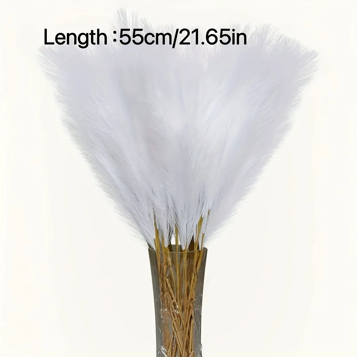 10Pcs White Faux Pampas Grass Artificial Pompass Branches for Home Room DIY Decor Elegance Ideal Boho Garden Wedding Decoration