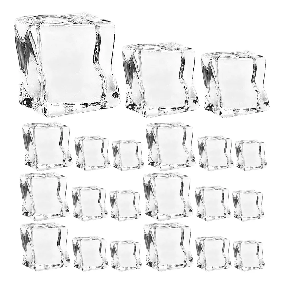 

40pcs Simulated Cubes Decorative Acrylic Cube For Vase Filler Photo Prop Fake Ice Rocks Realistic Artificial Ice Cubes Bar Home