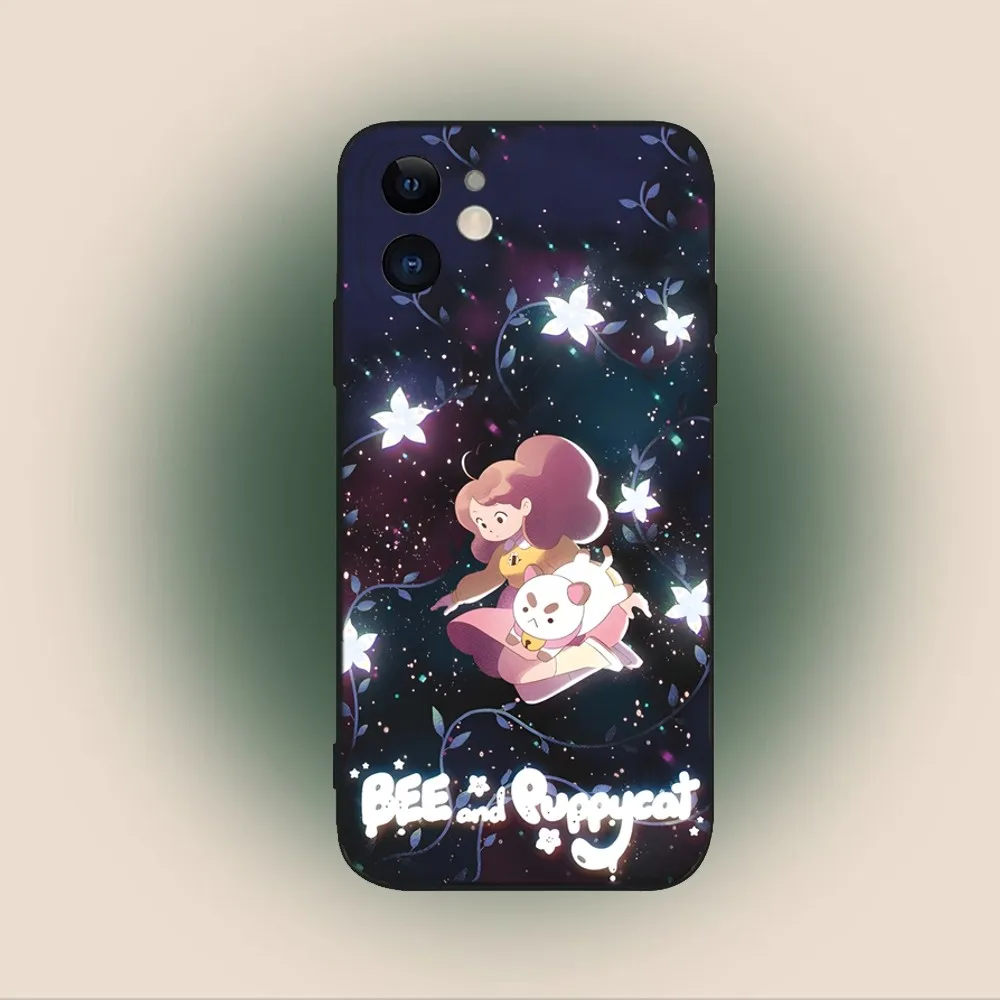 B-BeeS And Cute P-PuppycatS Phone Case For iPhone 15,14,13,12,11,Plus,Pro Max,XS,X,XR,SE,Mini,8,7 Soft Silicone Black Cover