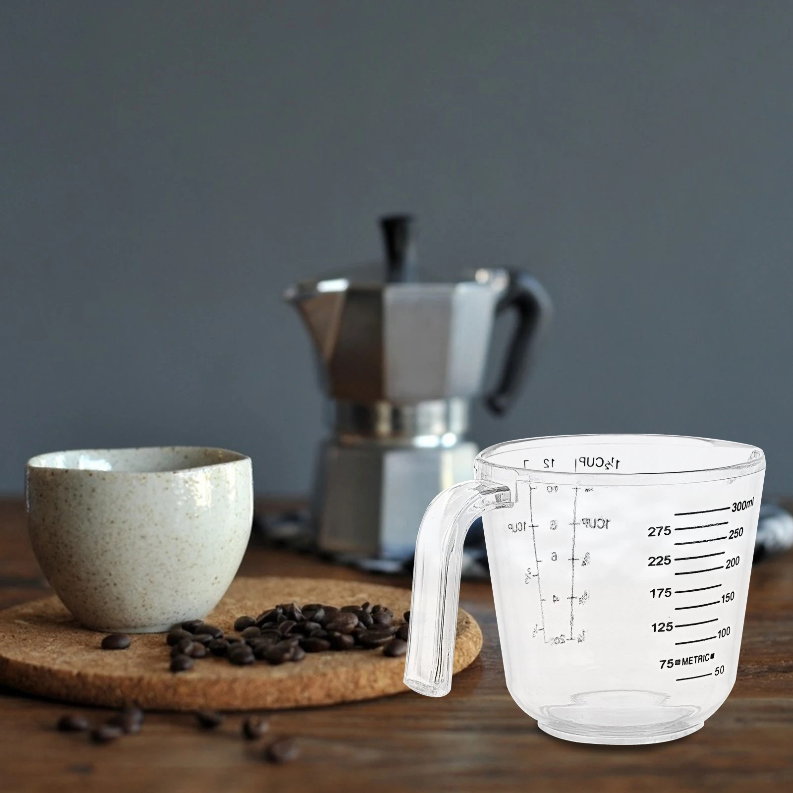 

4pcs 300Ml Plastic Cups Transparent Graduated Beakers Clear Scale For Liquid Measuring Cooking Measuring Tools