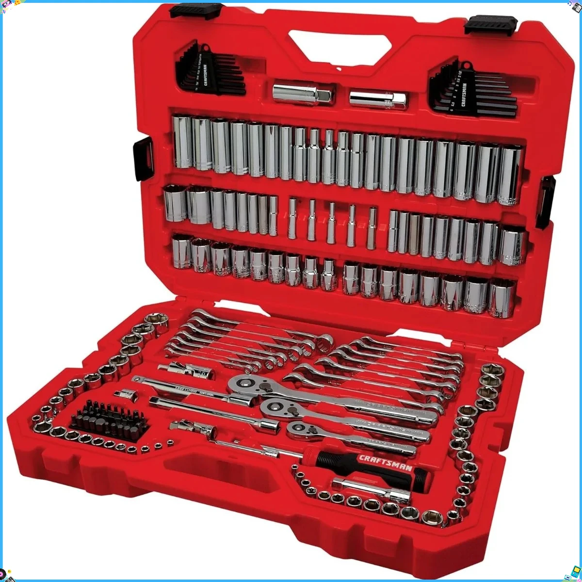 Ultimatives DIY 189-teiliges Mechanik-Werkzeugset, kompakte dünne Ratsche, umfassende Steckdosen, perfekt für die Notfall-Auto-Fixierung