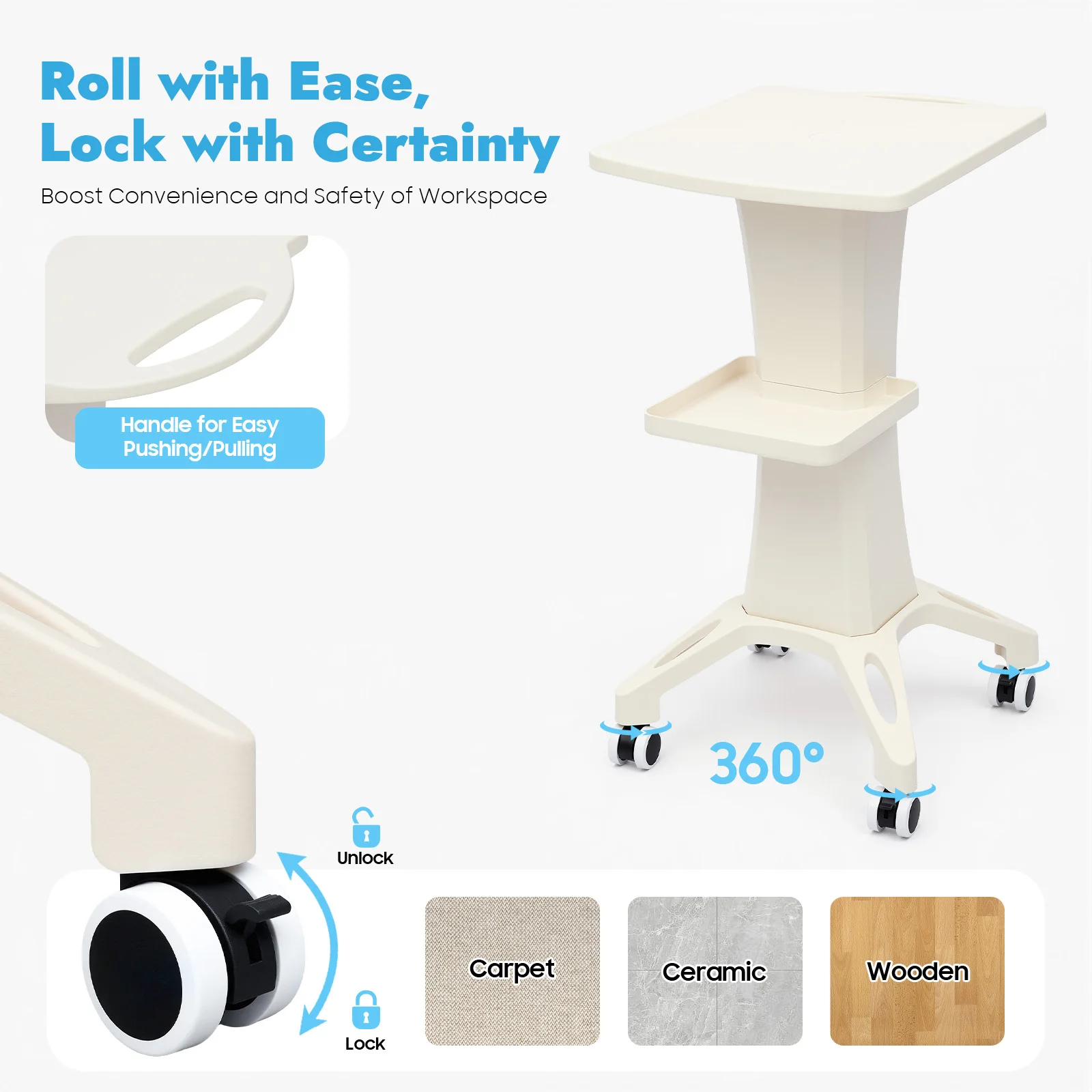 Salon Spa Trolley Stand Beauty Instrument Cart Storage Shelf Rolling Cart Tattoo Equipment