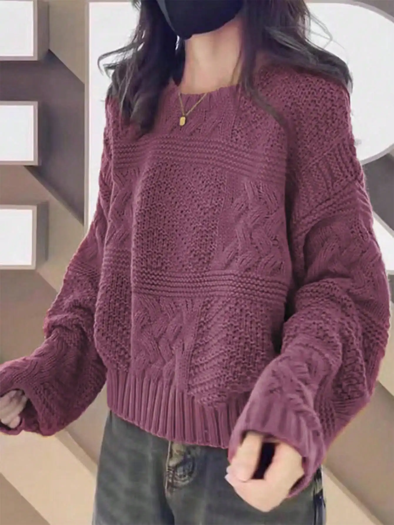 

Korean Style Lazy Style High-End Round Neck Knitwear for Women 2024 New Winter Small Soft Waxy Pullover Knitwear