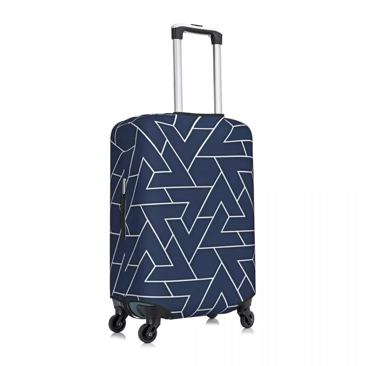 Abstract Geometric Suitcase Cover Retro Texture Cruise Trip Protector Holiday Strectch Luggage Case