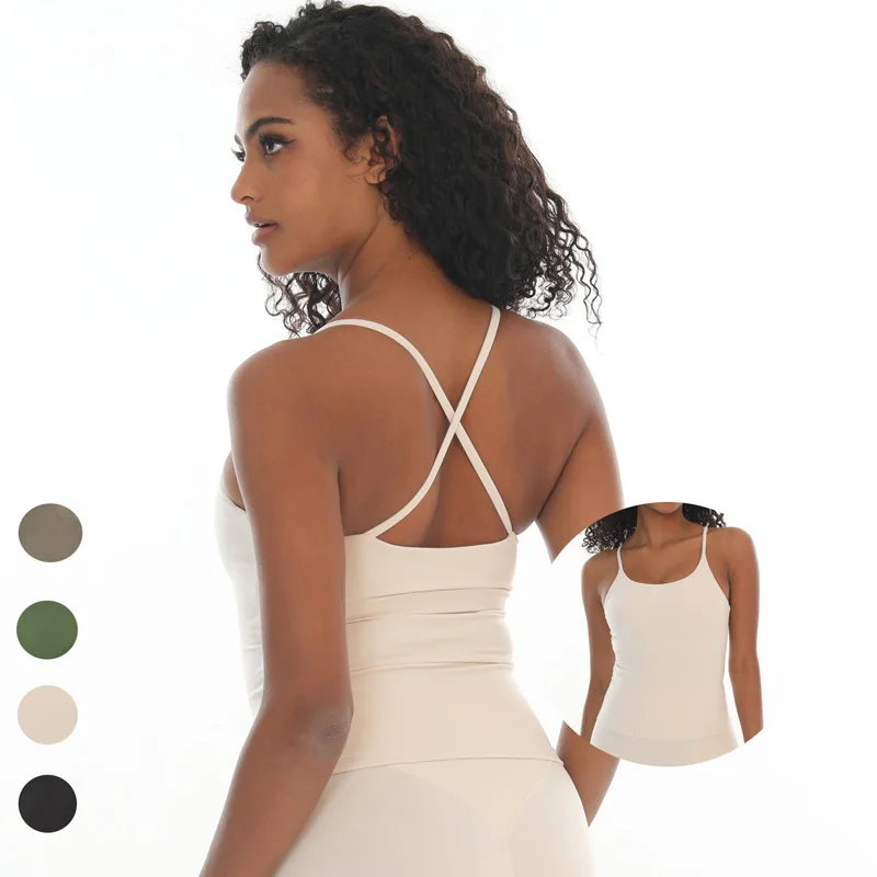 SHINBENE  Super Cloud Strappy Cross Back Yoga Gym Bra Padded Fitness Crop Top Sports Bras