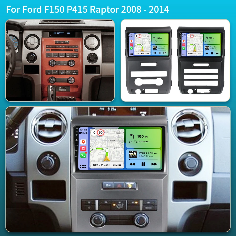 9inch QLED Touch Screen Android 16 Car Video Multimedia Player for Ford F150 P415 Raptor 2008-2014 with Bluetooth 5G WiFi DSP