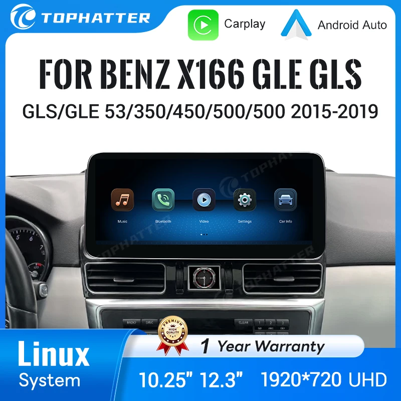 

For Mercedes Benz X166 GLE GLS Class 2015-2019 10.25" 12.3" UHD Touchscreen Linux Multimedia System GLS350 GLS450 GLS500