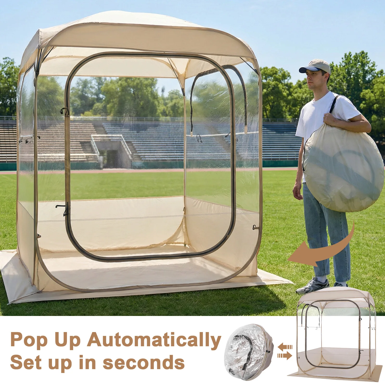 

All Weather Sports Tent 360 Panoramic View Rainproof Camping Sun Shelter for Sports Events Camping Fishing Cheering