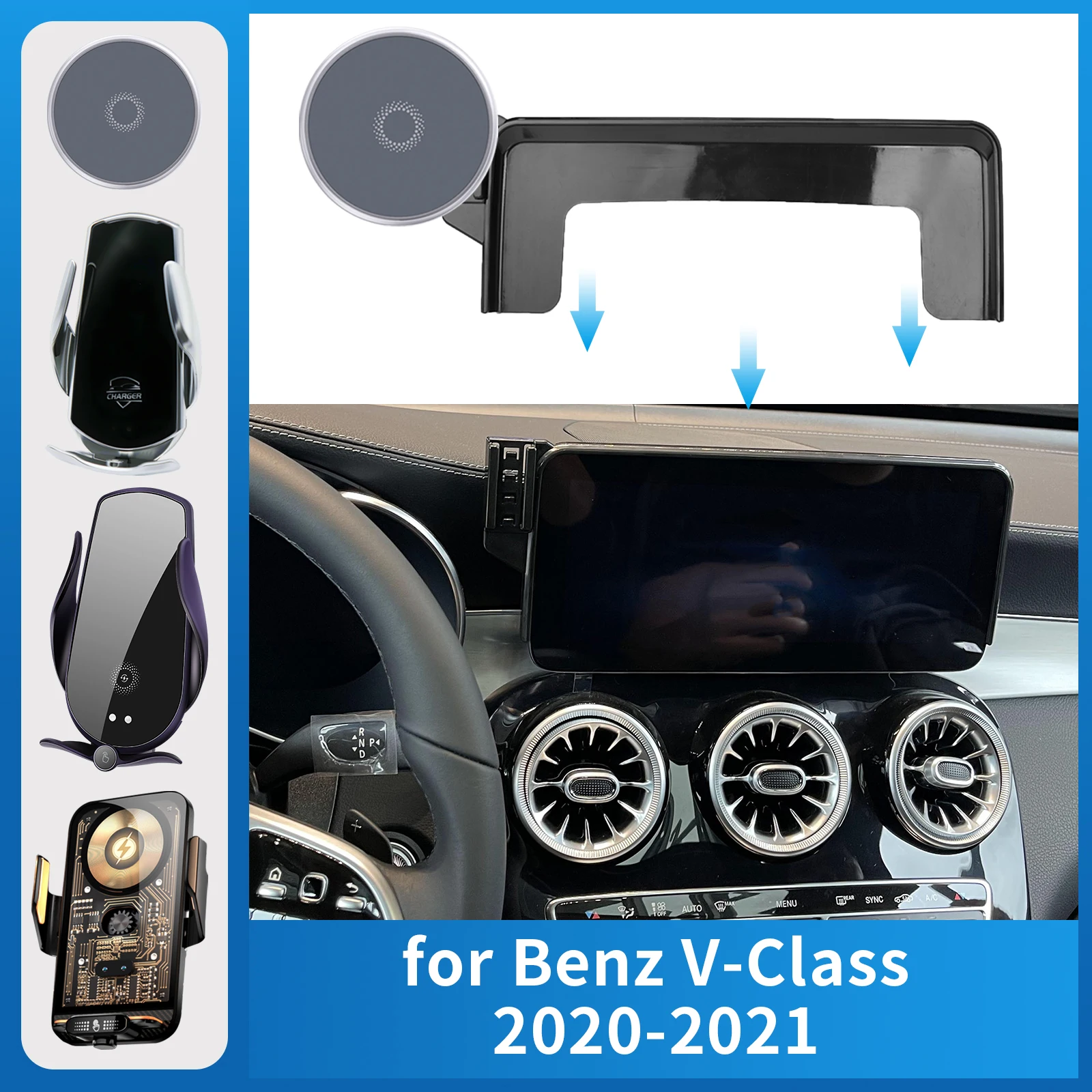 

for Mercedes-Benz V-Class 2020-2021 EQV V CLASS Viano W447 Car Phone Holder Screen Fixed Navigation Bracket Wireless Charging