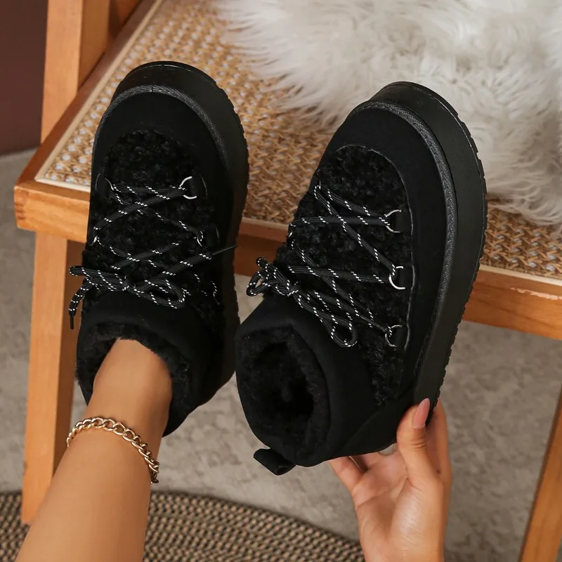 النساء أحذية مسطحة الجلد المدبوغ جديد الفراء موضة حذاء من الجلد عادية 2025 الاتجاه الشتاء أحذية رياضية امرأة الثلوج الأحذية المشي Zapatos Mujer