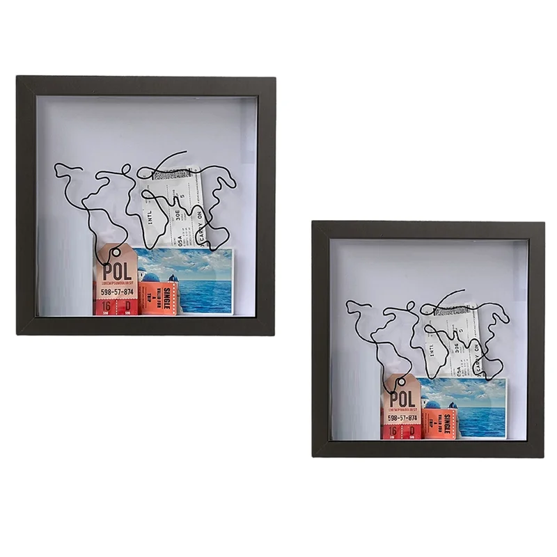 BAAG-2PCS صندوق أرشيف المغامرة، صندوق تجميع التذكار، صندوق ظلال التذاكر، صندوق تخزين للتذاكر، البطاقات البريدية، الهدايا التذكارية المتينة