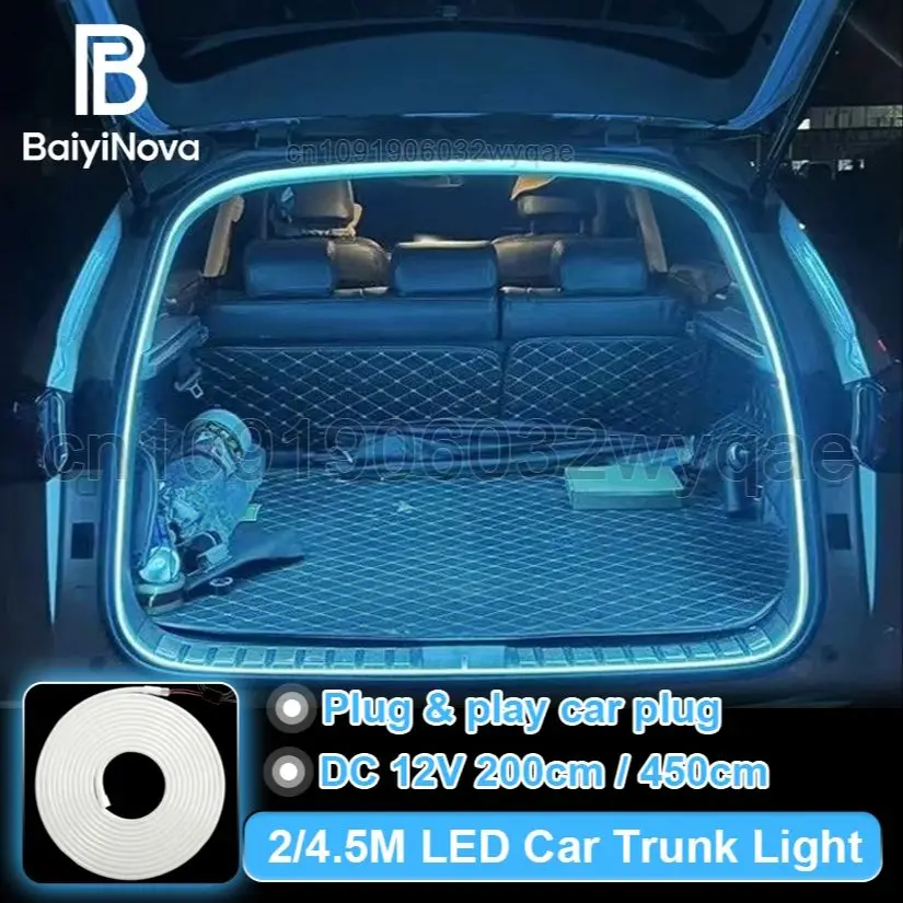 Car trunk light bar, 200cm/450cm LED light bar, Universal Car interior atmosphere lamp, Plug & play Auto Accessories DC 12V LED
