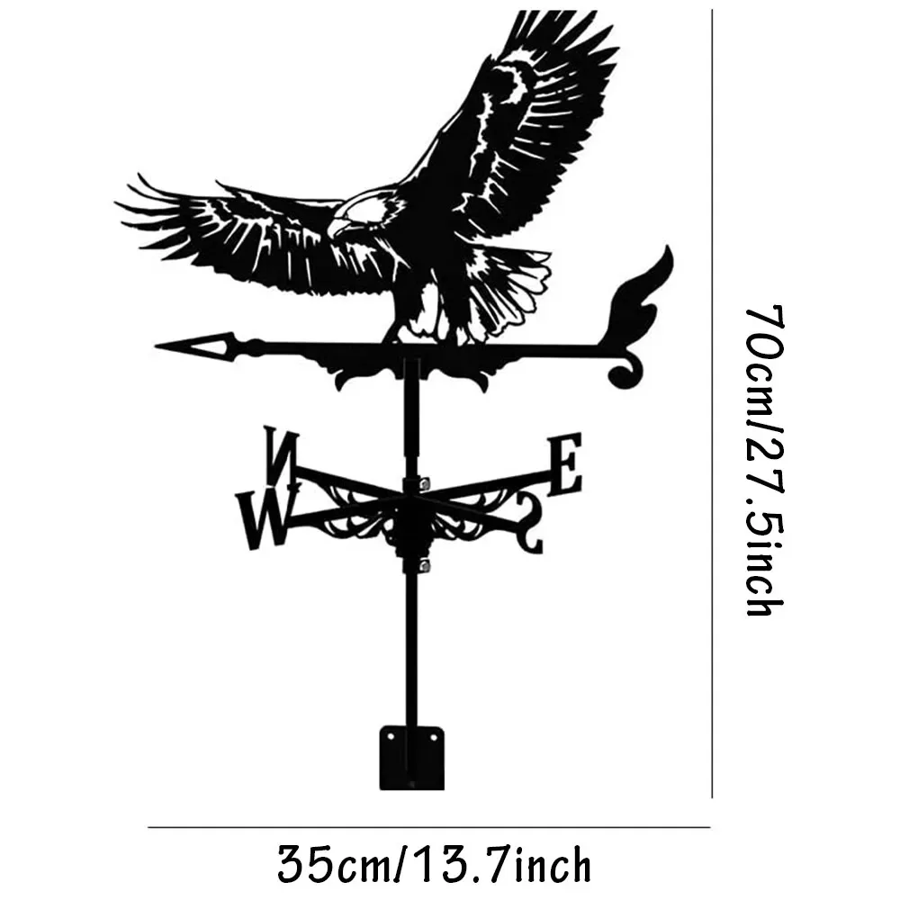 Black Metal Weather Vane Wind Indicator Weathercock Garden Shed House Decoration