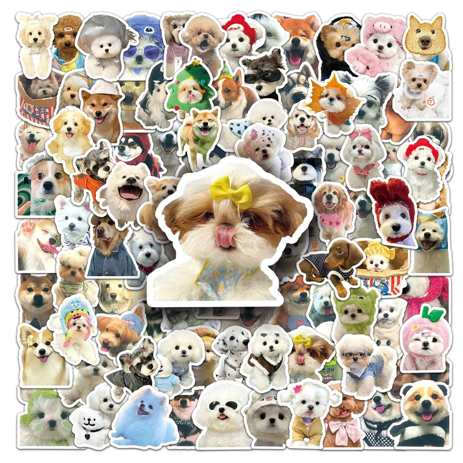 10/30/50PCS New Cute Pet Dog Stickers Cartoon Animal Graffiti Stationery Luggage Bottle Guitar Car Wall Sticker Toy Decoration