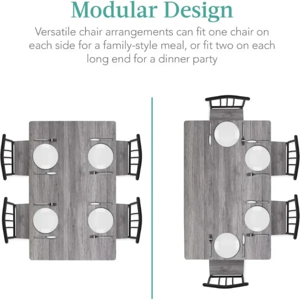 Mesa de comedor Rectangular de Metal y madera para interiores, juego de muebles modernos para cocina, comedor, comedor, desayuno, Nook, 5 piezas