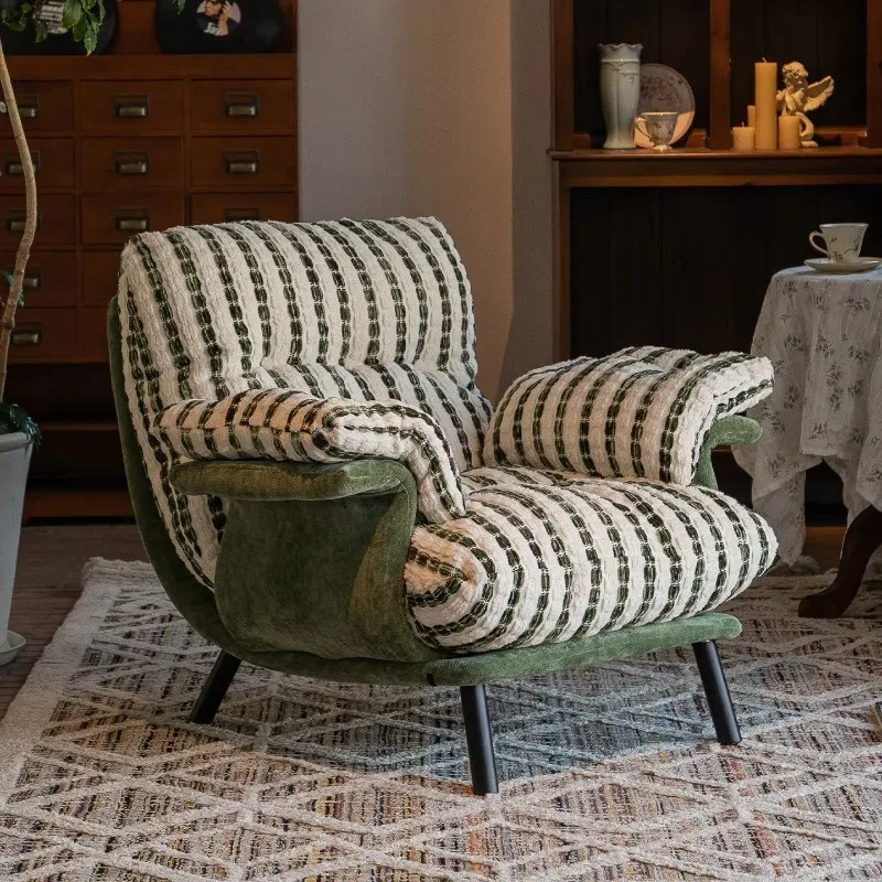 Cream wind French retro single sofa chair, living room balcony backrest leisure chair