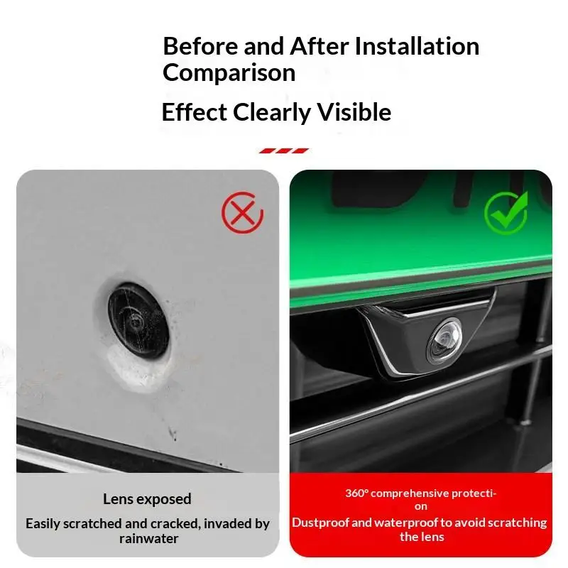 Universal Car Camera Lens Protector 2PCS Rear View Backup Camera Cover 360° Camera Protection Anti Scratch Waterproof