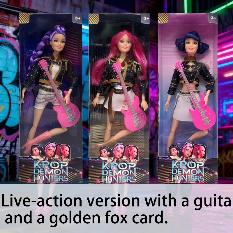 2025 novo anime em forma de alta qualidade 30cm k-pop demônios caçadores boneca brinquedo de vinil rumi mira zoey presente surpresa de aniversário para meninas