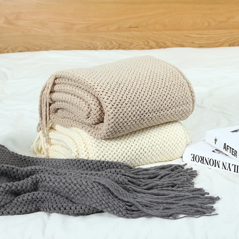 Khaki Cable Knit Throw Blanket – Lightweight Jacquard Knitted Blanket with Cozy Texture for Couch, Sofa, Bed & Chair, Farmhouse Decor 5