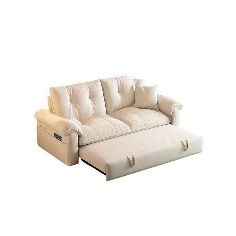 Cream style down sofa bed can be removed, washed and folded for dual purposes, and the small living room is multi-functional