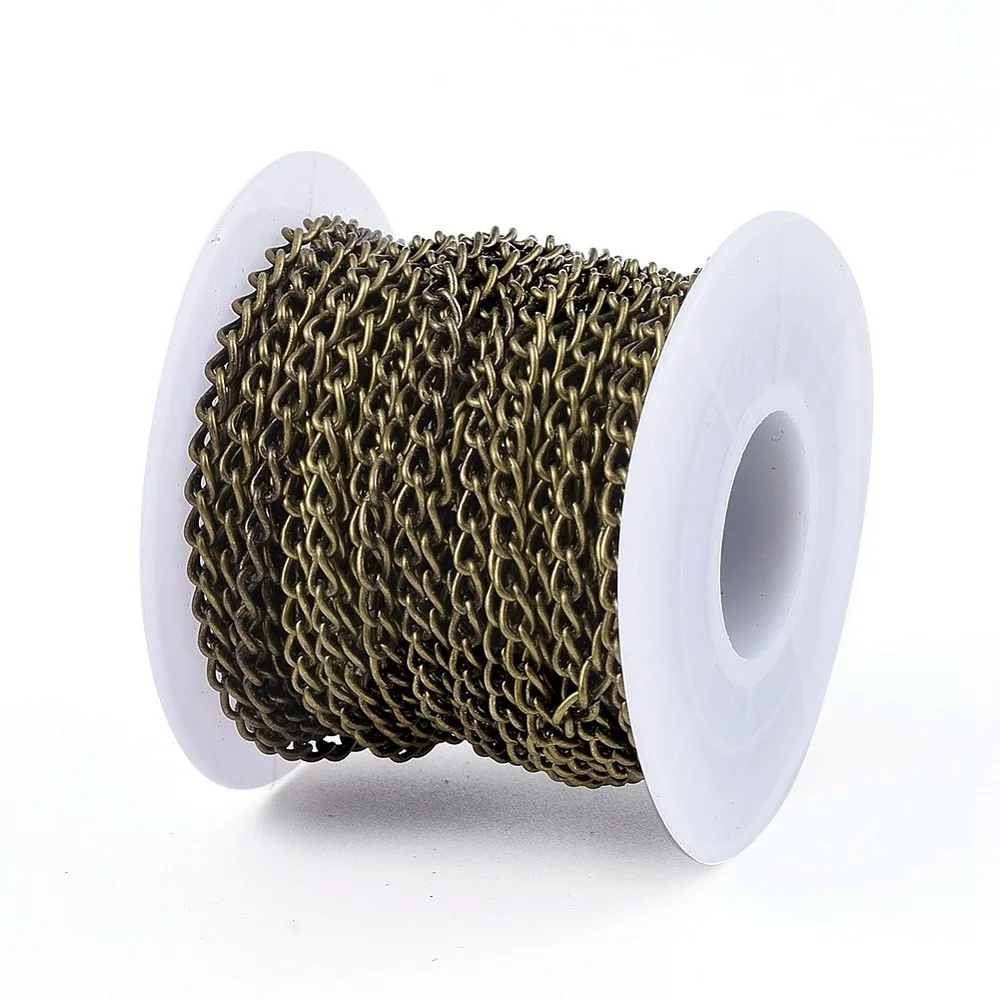 

10ms Iron Twisted Chains Curb Chains Unwelded Lead Free and Nickel Free Bronze Link:3x5mm 0.8mm thick