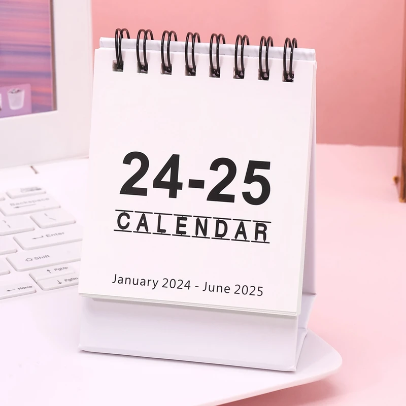 January 2024-June 2025 Desk Calendar Portable Minimalist Daily Monthly 2024 Calendar English Schedule Agenda School