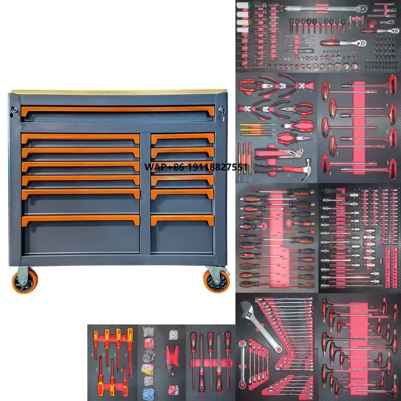 X Heavy-Duty Multifunctional Mobile Tool Box Auto Repair Tool Cart with Drawer Type Parts Cabinet for Car Inspection Tools