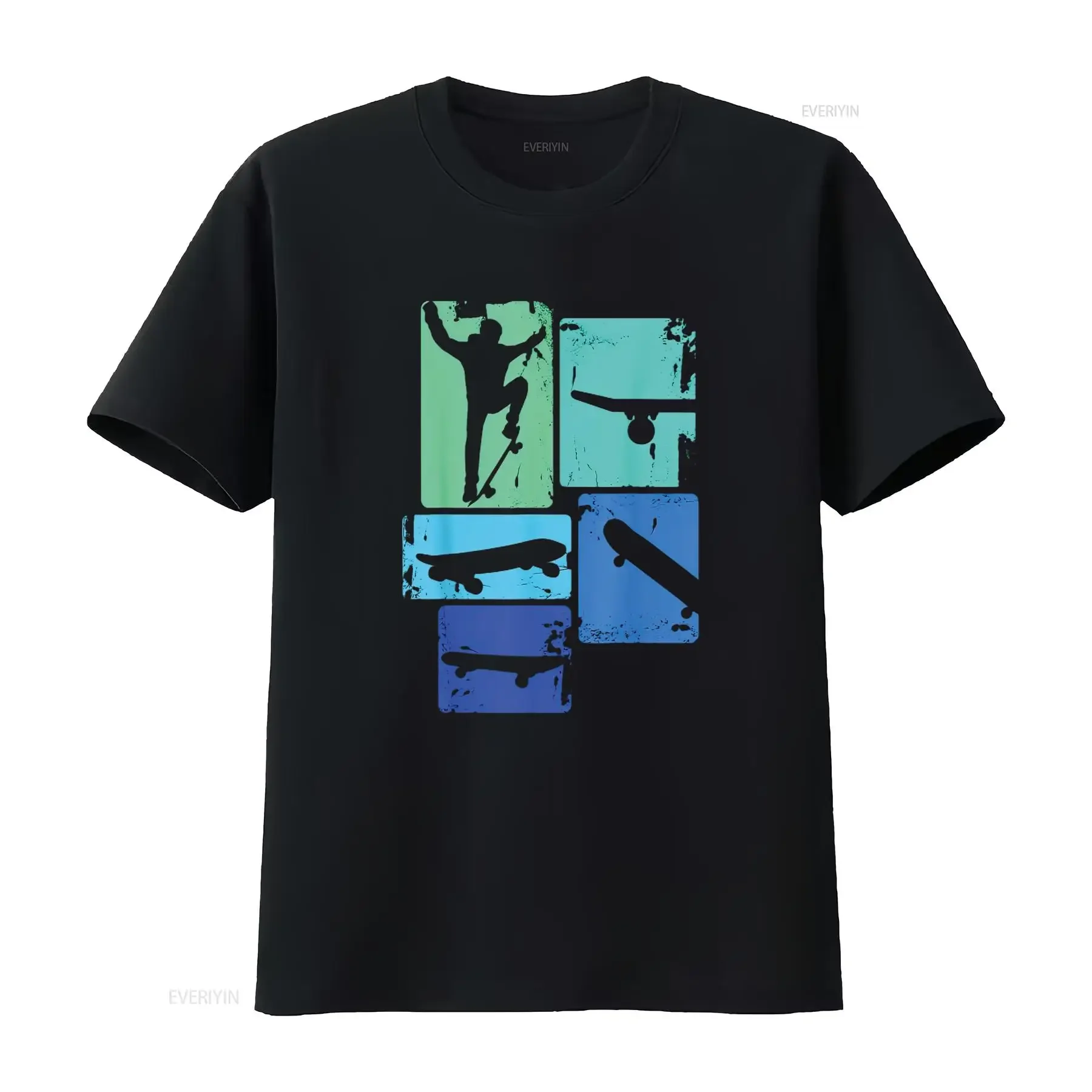 

Mens Skater Skateboarder Skateboard T Shirt Black S vintage Washed Versatile designer clothes fashion graphic Casual Unisex