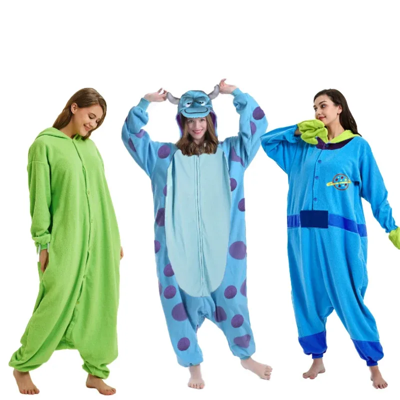 

Zipper Unisex Couple Animal Sullivan Pajama Monster Cosplay Onesie Mike Jumpsuit Winter Cartoon Halloween Kigurumi Sleepwear