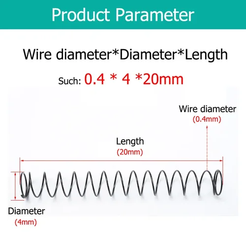 Imagen 2 del producto Muelle de compresión alargado pequeño, diámetro de alambre galvanizado de 4/4mm, longitud 18-30mm, 10-50 piezas OD 3/4, 0,4, 5mm