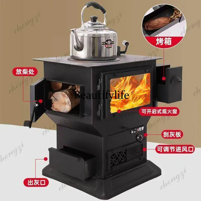 Heating stove Rural household Indoor real fire Firewood fireplace Firewood Coal dual purpose stove Smokeless firewood