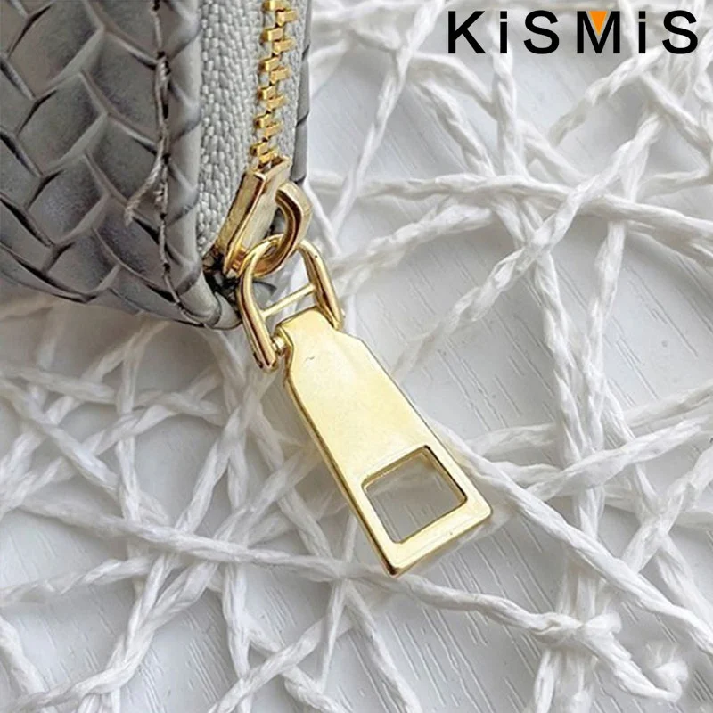 KISMIS New Medium and Long Zipper Women\'s Wallet - European and American Style Fashion with Pu Leather Woven Design