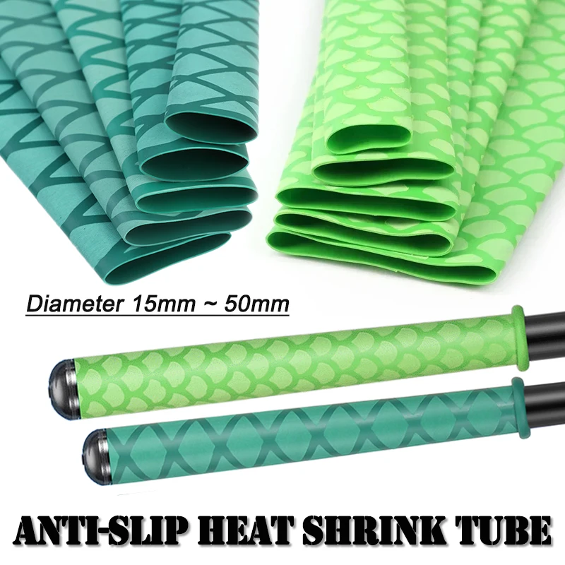 1/5Pcs Green Anti-Slip Heat Shrink Tube 15mm-50mm DIY Electrical Insulation Sleeve For Fishing Rod Non-slip Heat Shrink Sleeve