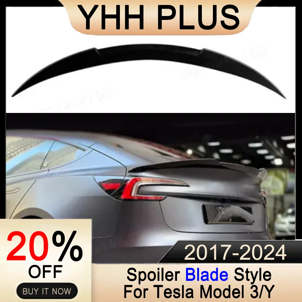 

Spoiler For Tesla Model 3/Y 2017-NOW Rear Door Tail Trunk Wing ABS Carbon Fiber Look Accessories Model3 Highland 2024 Auto Parts