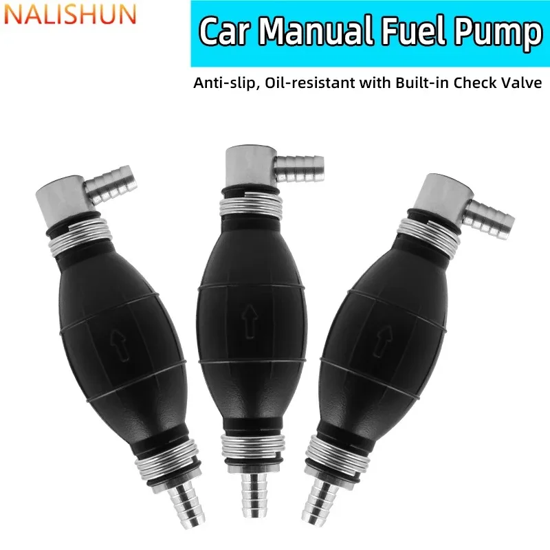 Fuel Transfer Hand Pump Primer Bulb Rubber Aluminum Diesel Petrol for Car Boat Marine Outboard Built-in Check Valve Anti-Slip