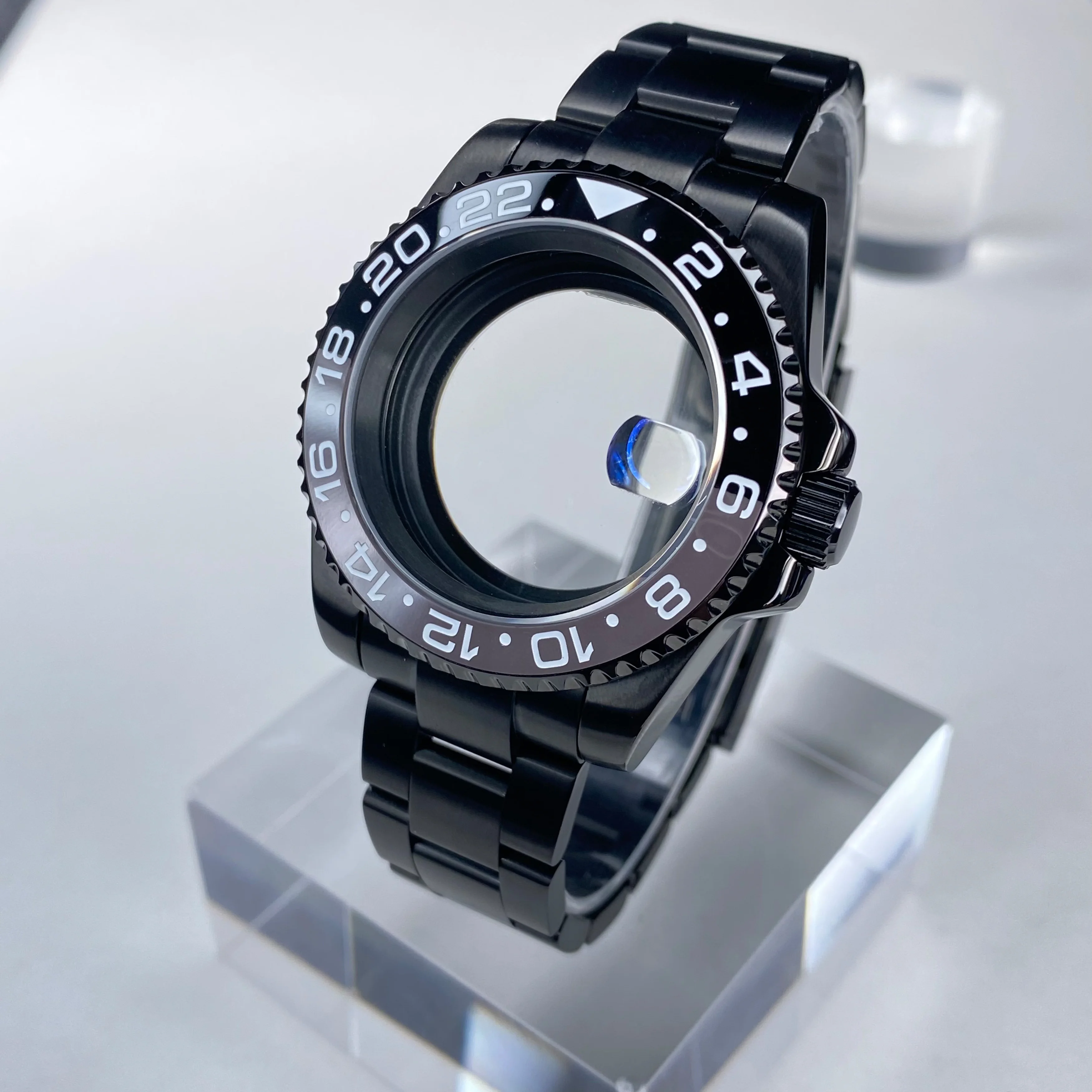 NH35 case 40mm Black High Quality Stainless Steel Sapphire Glass For NH35 NH36 Movement 20mm Watch bands Accessories Watch case