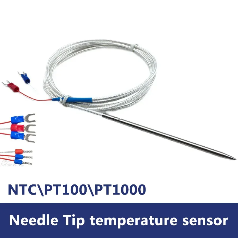 Ntc Pt100 Pt1000 Class a Temperature Sensor 4×100 mm Needle Tip Wire Shielded Cabo 18m Meter Food Grade Stainless Steel Sus304
