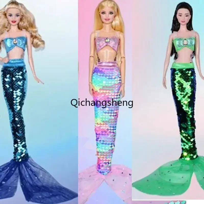 

Charming Sequin 1/6 Doll Clothes For Barbie Dress Outfits Set Bra Tops Fishtail Mermaid Skirt 11.5" Dollhouse Accessories Toys