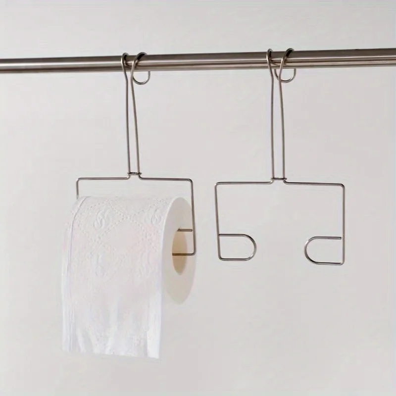 

Roll Paper Hanger Without Punching Toilet Paper Holder Bathroom Accessories Toilet Storage Rack Home Storage Supplies