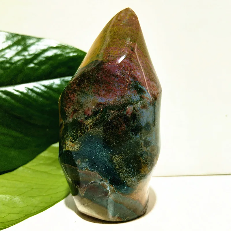 Natural Stone Ocean Jasper Crystal Flame Point Freeform Display Home Room Feng shui crystal Spiritual Meditation Reiki Healing