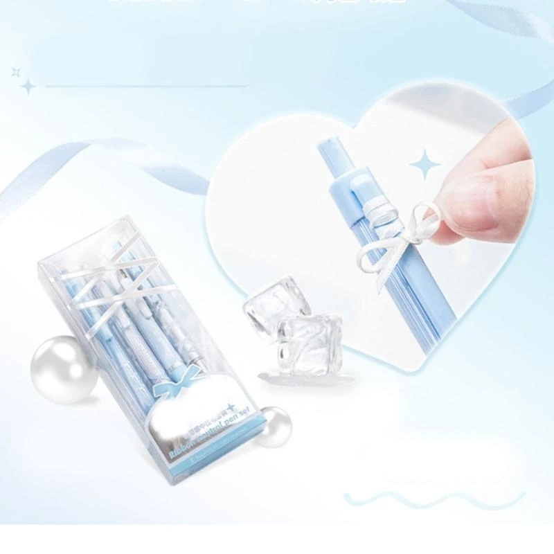 T5EA 4 PCS Ballet Strap Bows Gel Pen Press