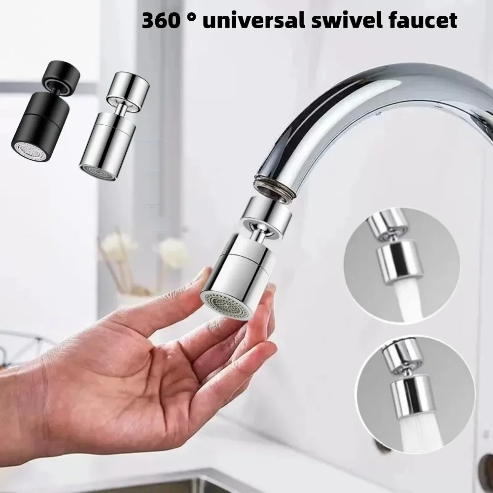 Kitchen Faucet Spray Head 360° Universal Swivel Dual Mode Faucet Bubbler Bathroom Pressurization Anti Splash Extender Nozzle