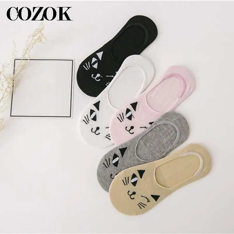 3 pary kobiet głęboki dekolt łódź skarpetki bawełna oddychająca miękka kot kreskówkowy Kawaii dziewczyna pani niewidzialna skarpetka kapcie lato moda Sox — zdjęcie 6