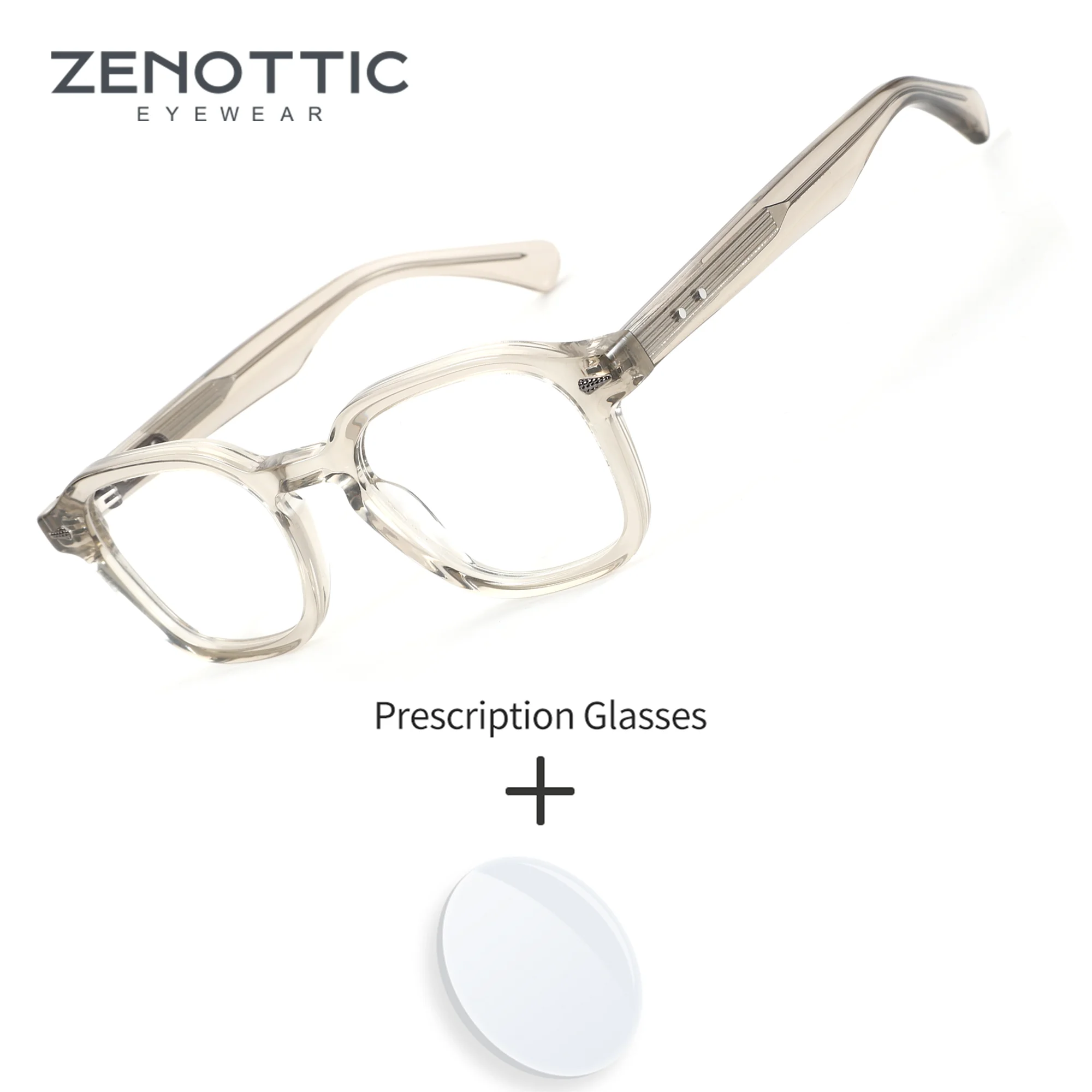 

ZENOTTIC Unisex XS Size Square Acetate Optical Prescription Glasses Progressive Myopia Blue Light Blocking Classic Eyewear