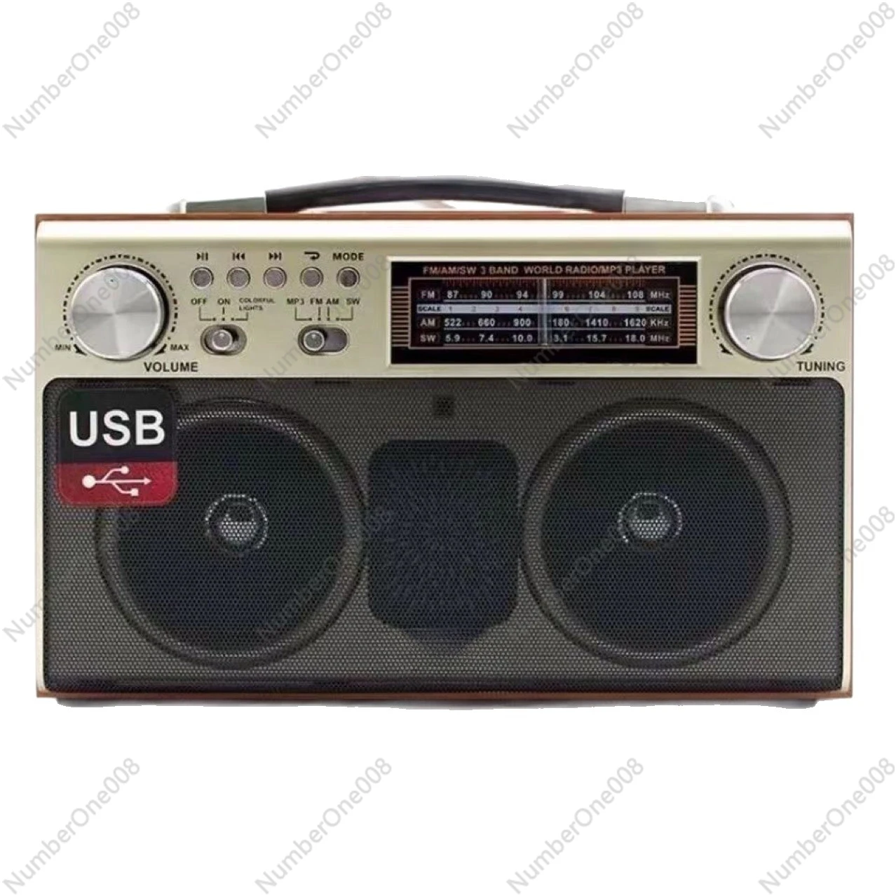 Retro Wooden Wireless Bluetooth Speaker with FM Radio & TF Card MP3 Player, Deep Bass Portable Subwoofer for Desktop Home