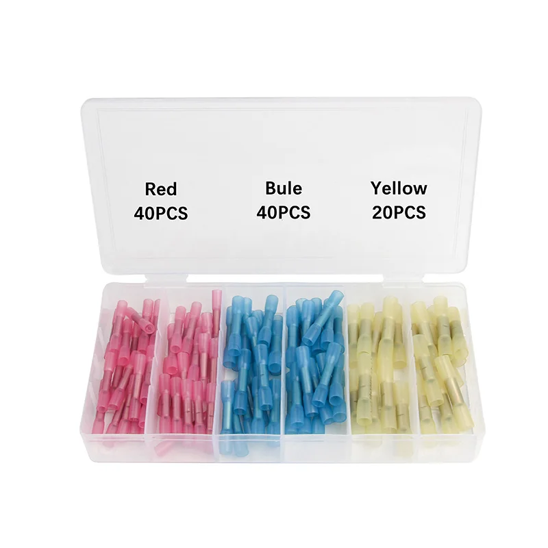 100pcs Insulated Waterproof Heat Shrink Wire Connector Terminals Seal Butt Electrical Automobile Cable Splice 22 -10AWG