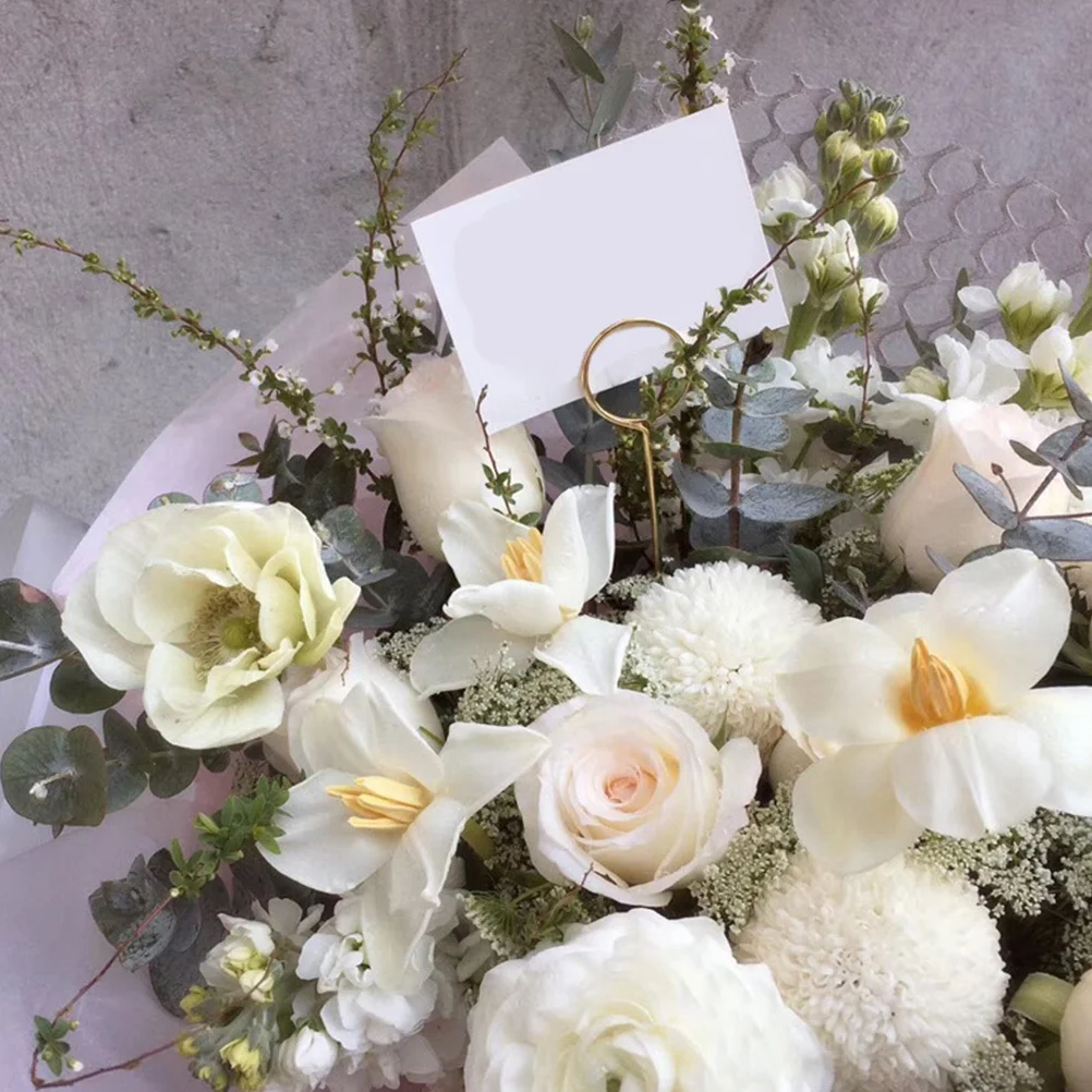 30 قطعة حاملي بطاقات الأزهار المعدنية مقاطع زهرة مذكرة صور بطاقة تقف لحفل الزفاف حفلة موسيقية عيد ميلاد مهرجان الأزهار هدية ديكور للطاولات #5